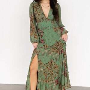Baltic Born Bowman Deep V Maxi Dress | Green Multi Size 2XL2XL